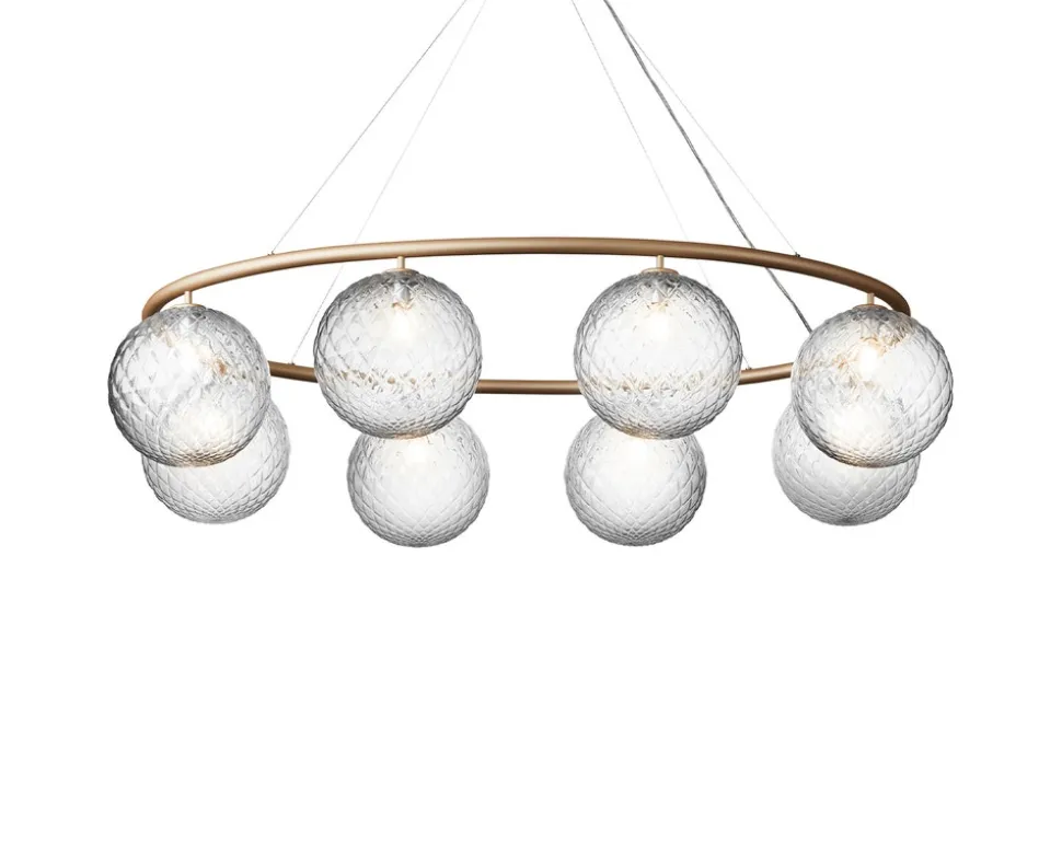 Miira 8 Oval Ljuskrona | Brass/Optic Clear