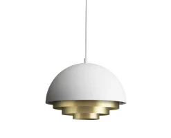 Milieu Colour Mini Pendel | Matt White/Brass