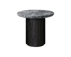 Moon Loungebord Ø60 Brunsvartlackad Ek / Grå Marmor