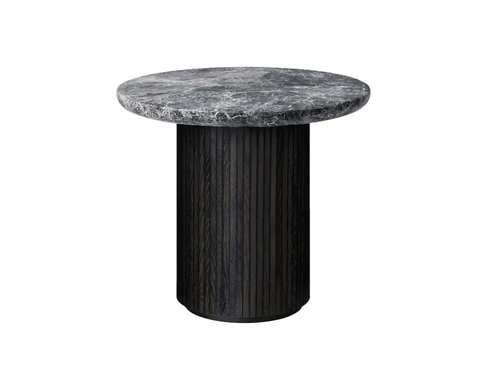 Moon Loungebord Ø60 Brunsvartlackad Ek / Grå Marmor