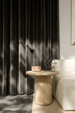 Moon Loungebord Ø60 Brunsvartlackad Ek / Grå Marmor