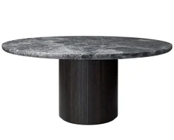 Moon Matbord Runt Ø150 | Brun-/Svartbetsad Ek / Grå Marmor