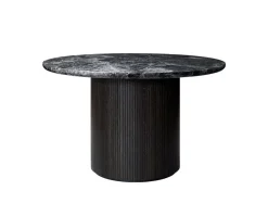 Moon Matbord Runt Ø120 | Brun-/Svartbetsad Ek / Grå Marmor
