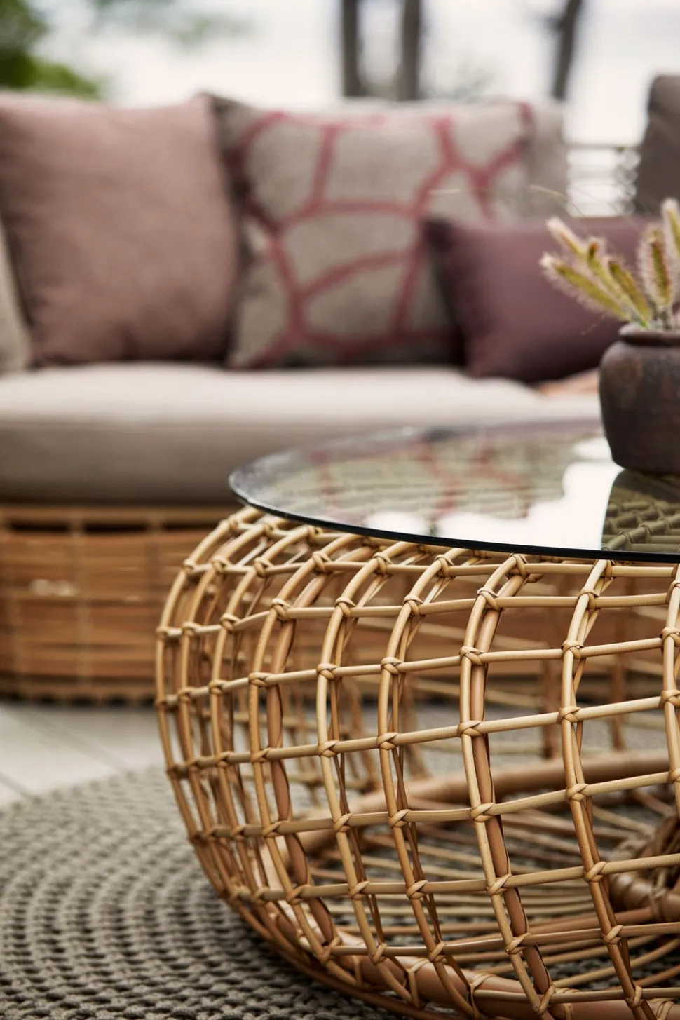 Nest Soffbord/ Fotpall | Natur Ø67