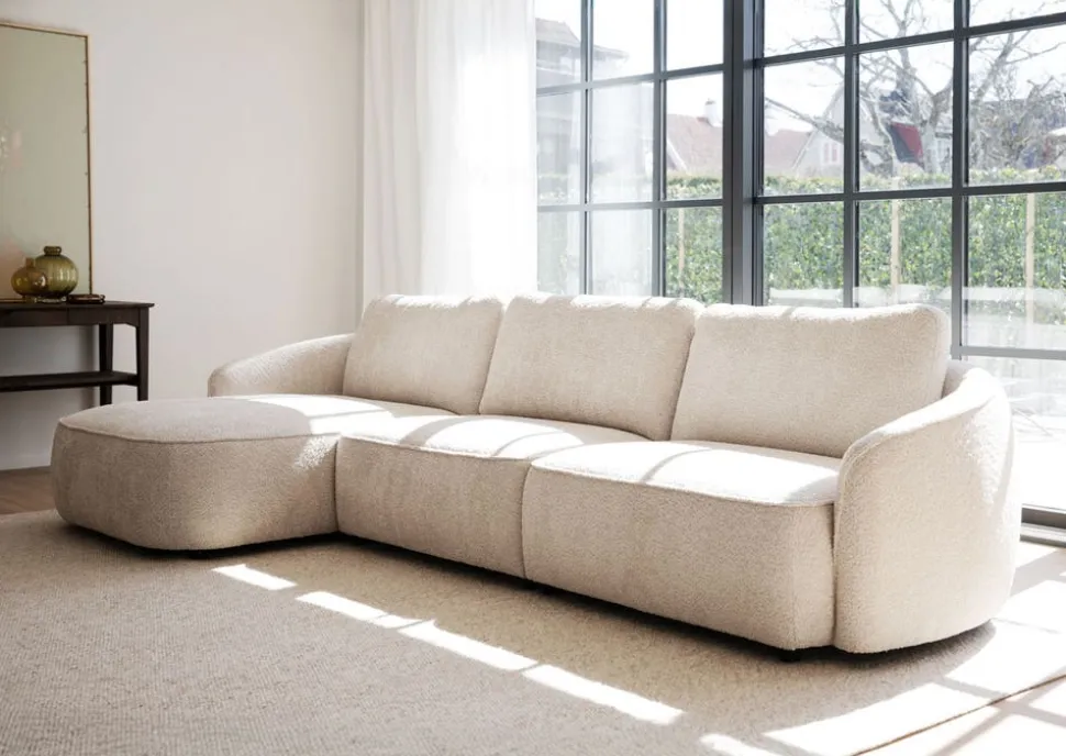 Norris Soffa 4-Sits Schäslong V | Ljusbeige