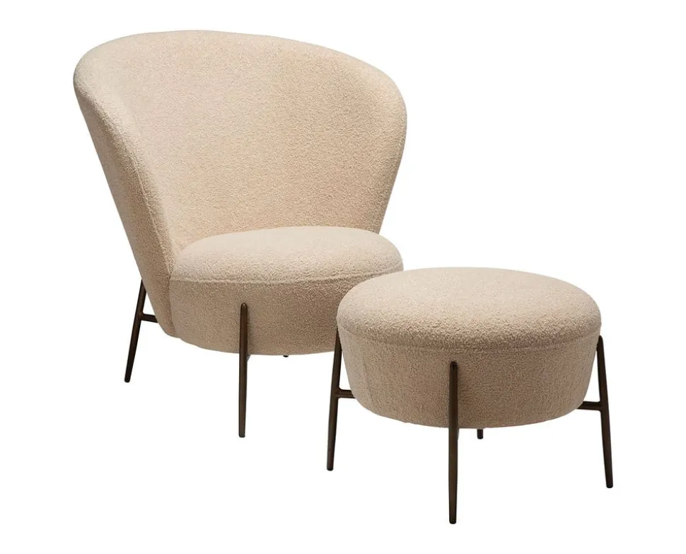 Orbit Loungestol | Frosted Almond | Antik mässing