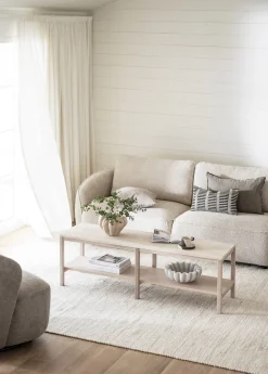 Orwel Soffbord | Vitpigmenterad Ek / Travertin