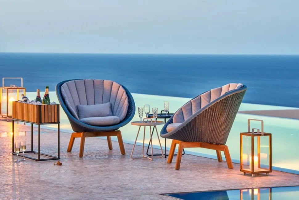 Peacock Loungefåtölj Teak | Midnight/Dusty Blue