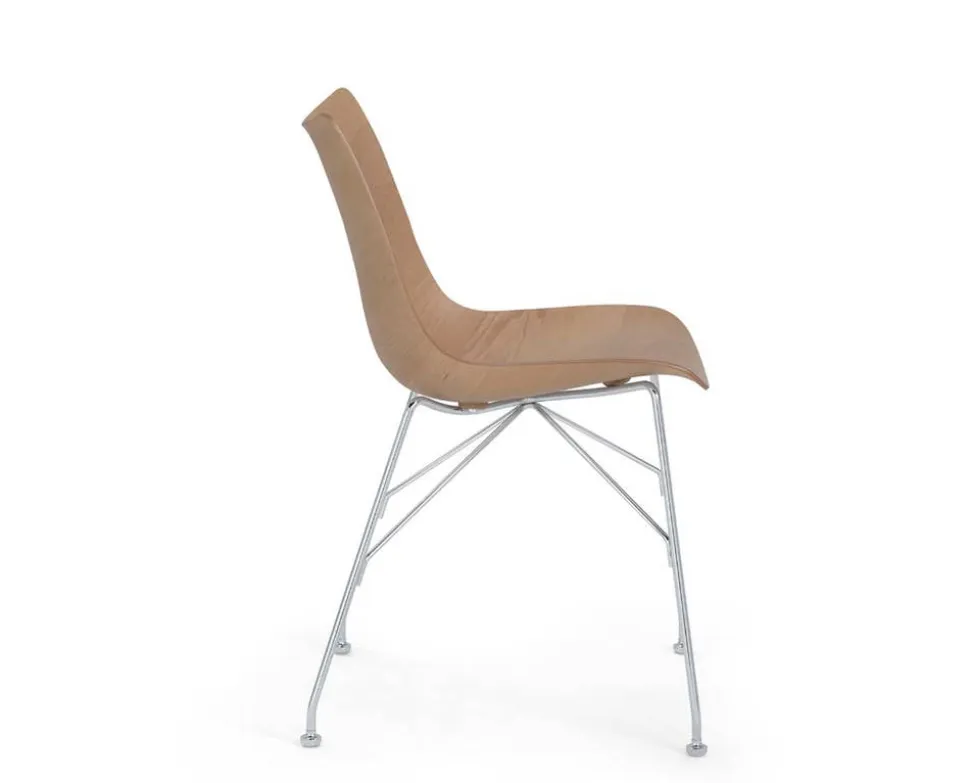 P/Wood Stol | Ljus ask, Krom