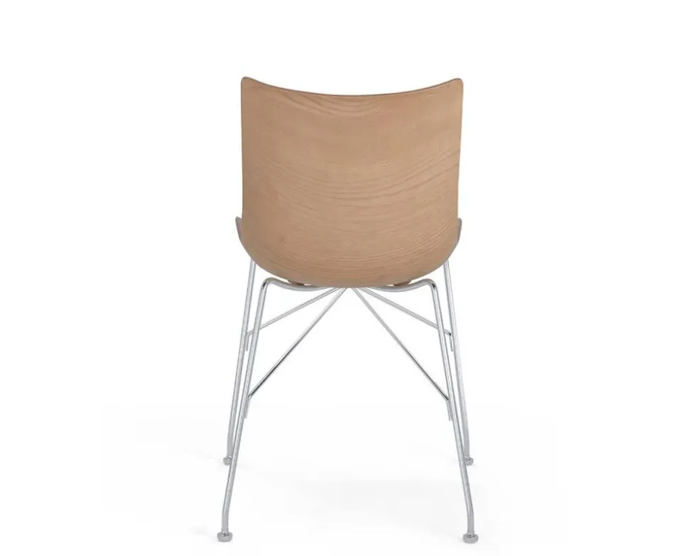 P/Wood Stol | Ljus ask, Krom