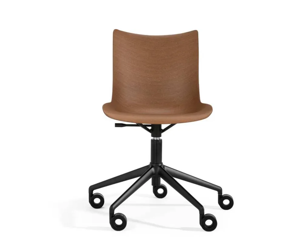 P/Wood Stol med hjul |Dark Wood / Black