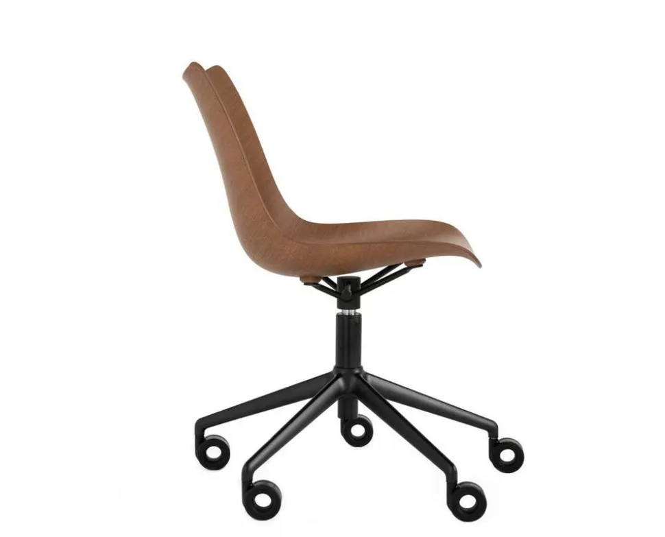 P/Wood Stol med hjul |Dark Wood / Black