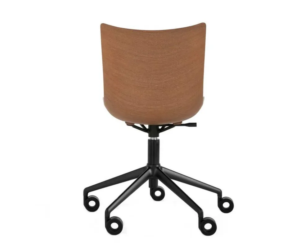 P/Wood Stol med hjul |Dark Wood / Black