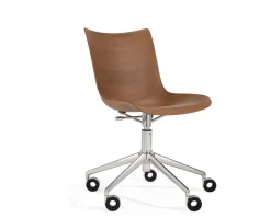 P/Wood Stol med hjul | Dark Wood / Chrome