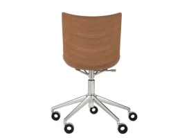P/Wood Stol med hjul | Dark Wood / Chrome