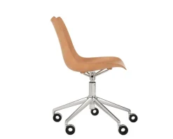 P/Wood Stol med hjul | Light Wood / Chrome