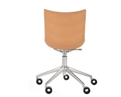 P/Wood Stol med hjul | Light Wood / Chrome