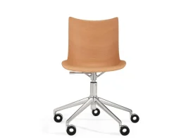 P/Wood Stol med hjul | Light Wood / Chrome