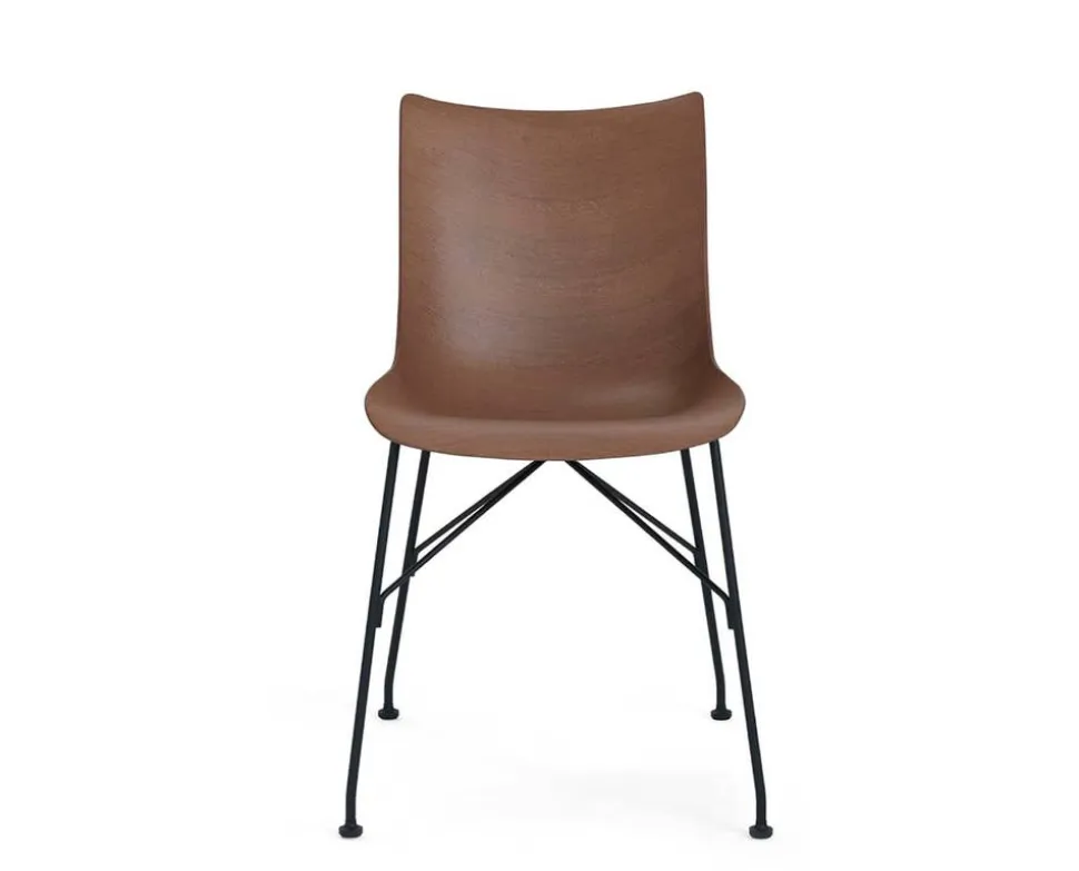 P/Wood Stol | Mörk bokfanér, Svart