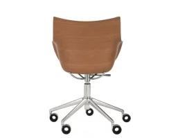 Q/Wood stol | Kromhjul och dyna | Dark Wood / Black