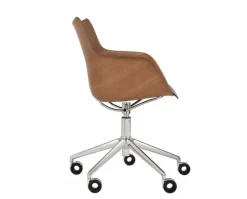 Q/Wood stol | Kromhjul och dyna | Dark Wood / Black