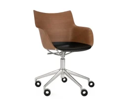 Q/Wood stol | Kromhjul och dyna | Dark Wood / Black