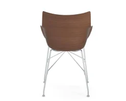 Q/Wood Stol | Mörk bokfaneer, Kromben, Svart dyna