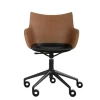 Q/Wood stol | Svarta hjul och dyna | Dark Wood / Black