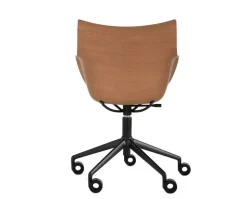 Q/Wood stol | Svarta hjul och dyna | Dark Wood / Black