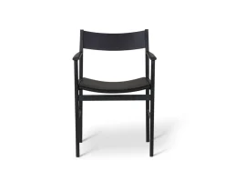 Siza Karmstol | Svartlaserad Ask/Skinnsits
