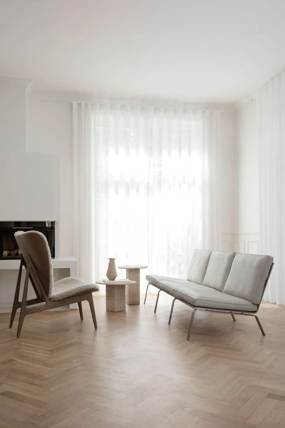 Soho Side Table High | Travertine