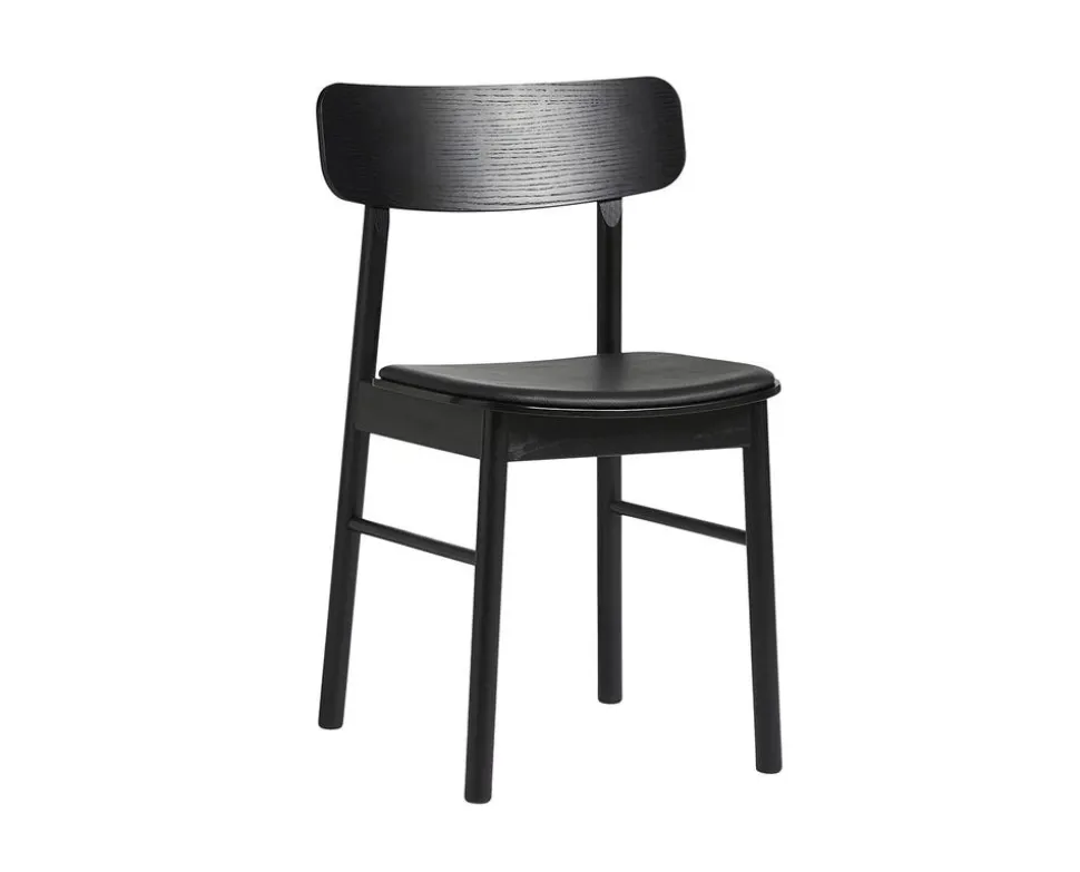 Soma Stol Svartmålad Ask | Lädersits Black