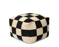 Square Puff | Svart/ Natur