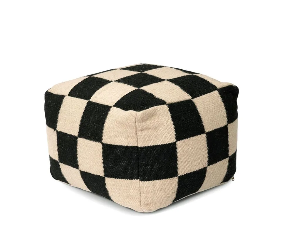 Square Puff | Svart/ Natur