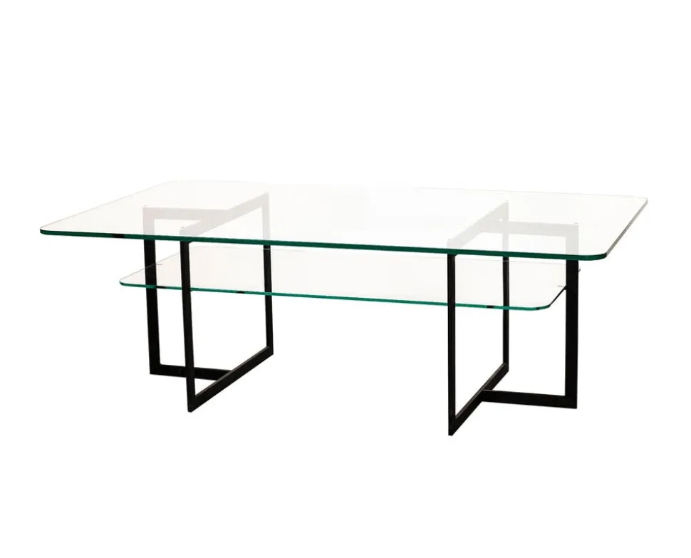 Square Soffbord | Svart/ Glas