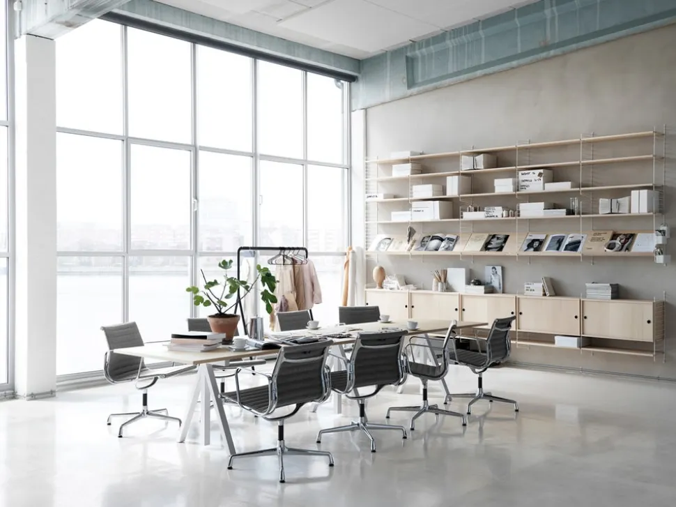 String Konferensbord | Fast Underrede, Vit Laminat 180x90