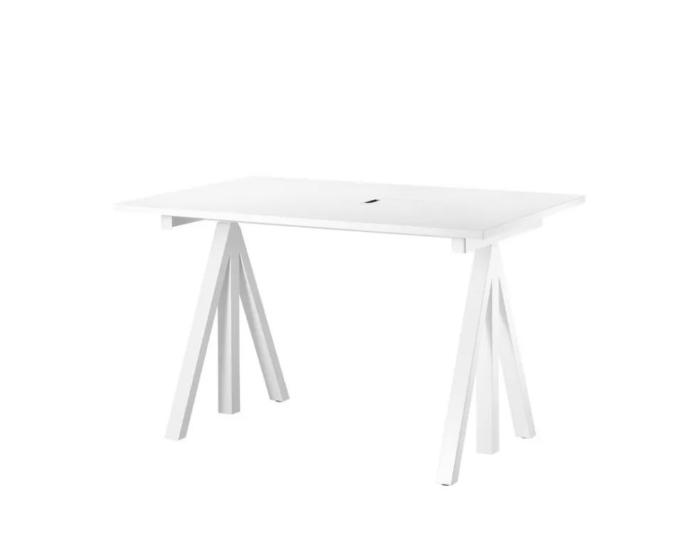 String Works Skrivbord | Fast Underrede, Vit Laminat 120x78