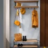Tamburin Skohylla 100 cm | Ek | Svart Metall
