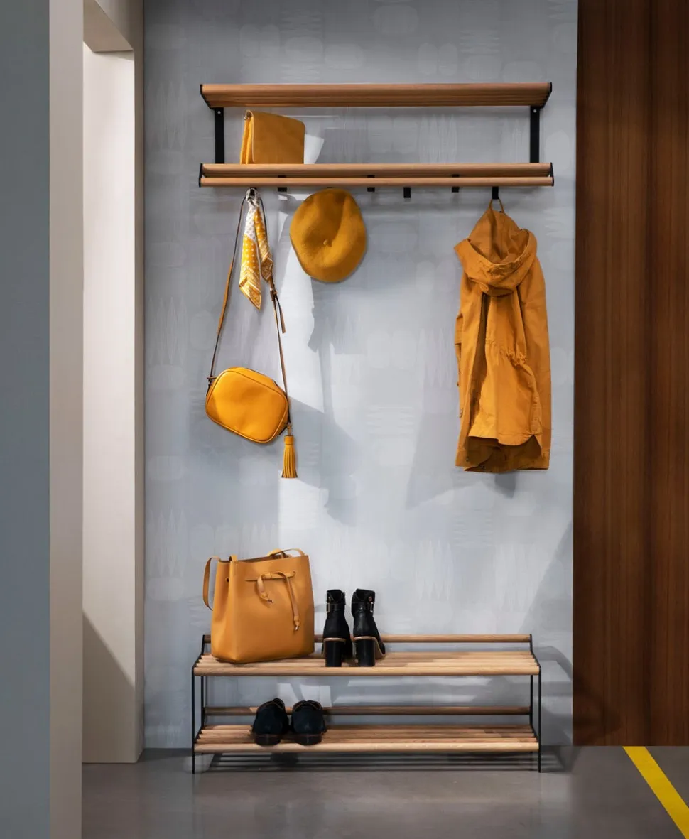 Tamburin Skohylla 100 cm | Ek | Svart Metall