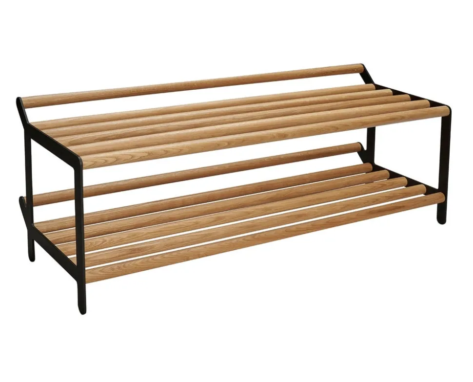 Tamburin Skohylla 100 cm | Ek | Svart Metall