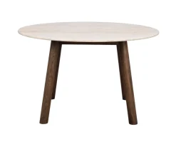 Taransay Matbord Ø125 | Beige Travertin / Brun Ek