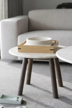 Taransay Soffbord Ø60 | Beige Travertin / Brun Ek
