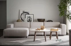 Taransay Soffbord Ø90 | Beige Travertin / Brun Ek
