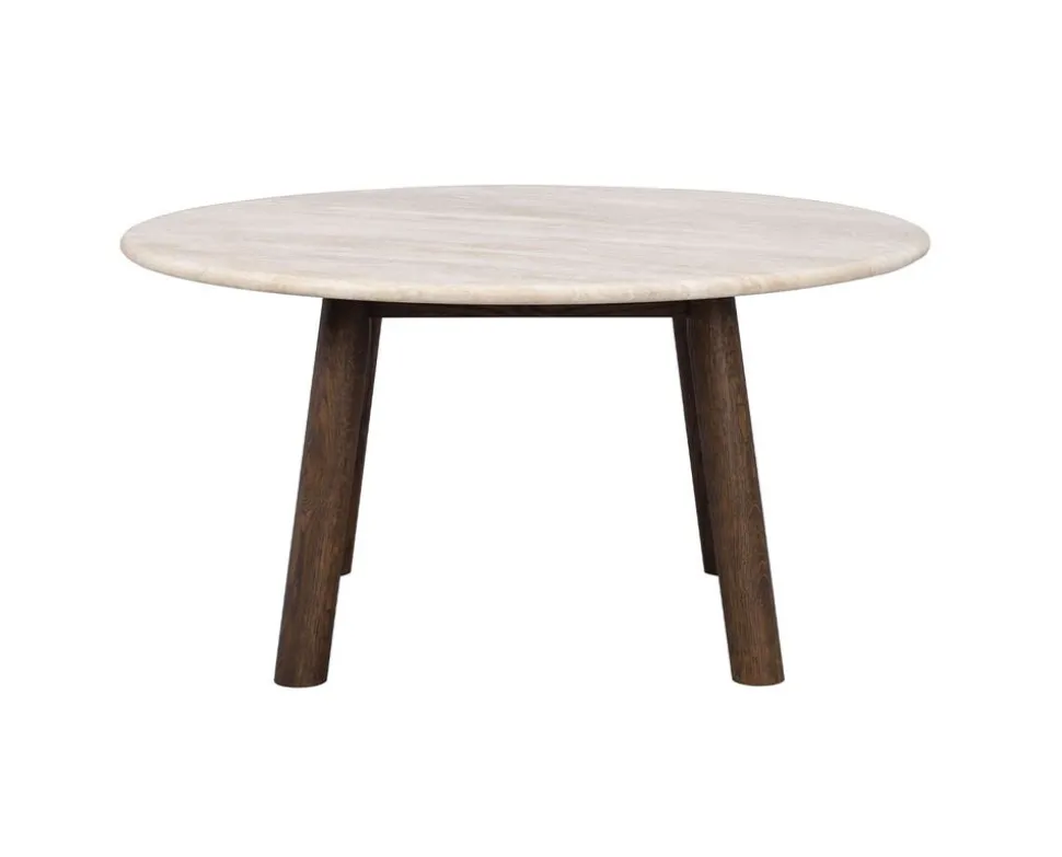 Taransay Soffbord Ø90 | Beige Travertin / Brun Ek