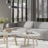 Taransay Soffbord Ø90 | Beige Travertin / Vitpigm. Ek