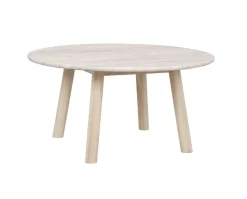 Taransay Soffbord Ø90 | Beige Travertin / Vitpigm. Ek