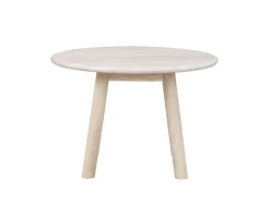 Taransay Soffbord Ø60 | Beige Travertin / Vitpigm. Ek