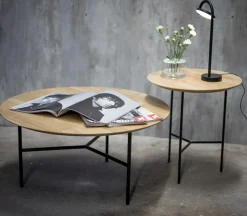 Tribeca Sidobord 47cm Såpad rustik Ek | Ben satinkromade