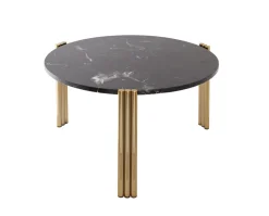 Tribus Soffbord Ø60 | Guld/Marmor