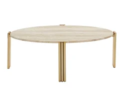 Tribus Soffbord Ovalt | Guld/Travertin
